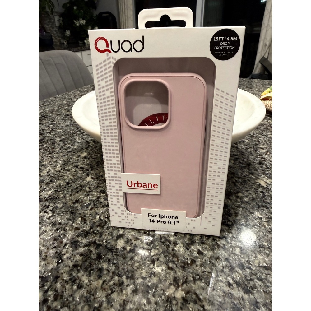 Quad Mobility Urbane iPhone 14 Pro Case Pink 15ft Drop Protection Slim Cover